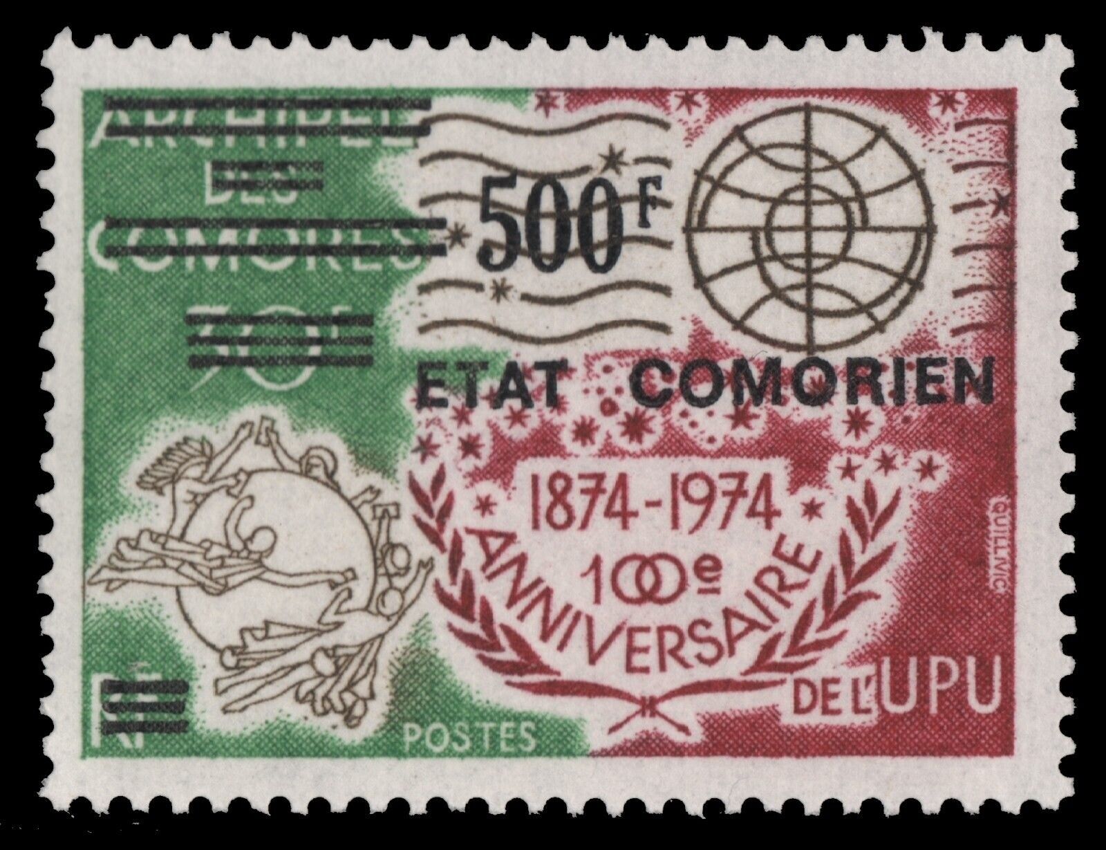 Komoren 1975 - Mi-nr. 228 ** - Mnh - Aufdruck Schwarz - Upu